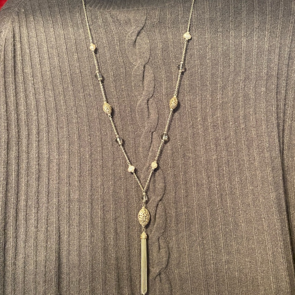 Long silver plated necklace